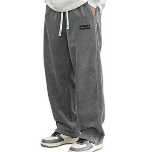 NWT ~ Young Men's Gray Corduroy Casual Drawstring Pants ~ Men's Size XS